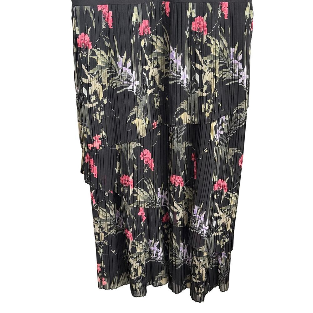 Ted Baker Malinae Highland Tiered Pleated A-Line Midi Dress Black Womens 3 (M) - Picture 4 of 9